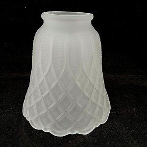 Vintage Sconce Light Globe Frosted Ribbed Diamond Shaped Glass Scalloped
